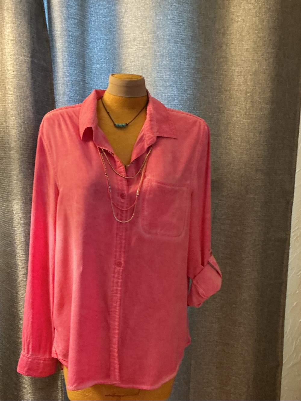 Velvet Heart Coral Pink Button-Down Blouse